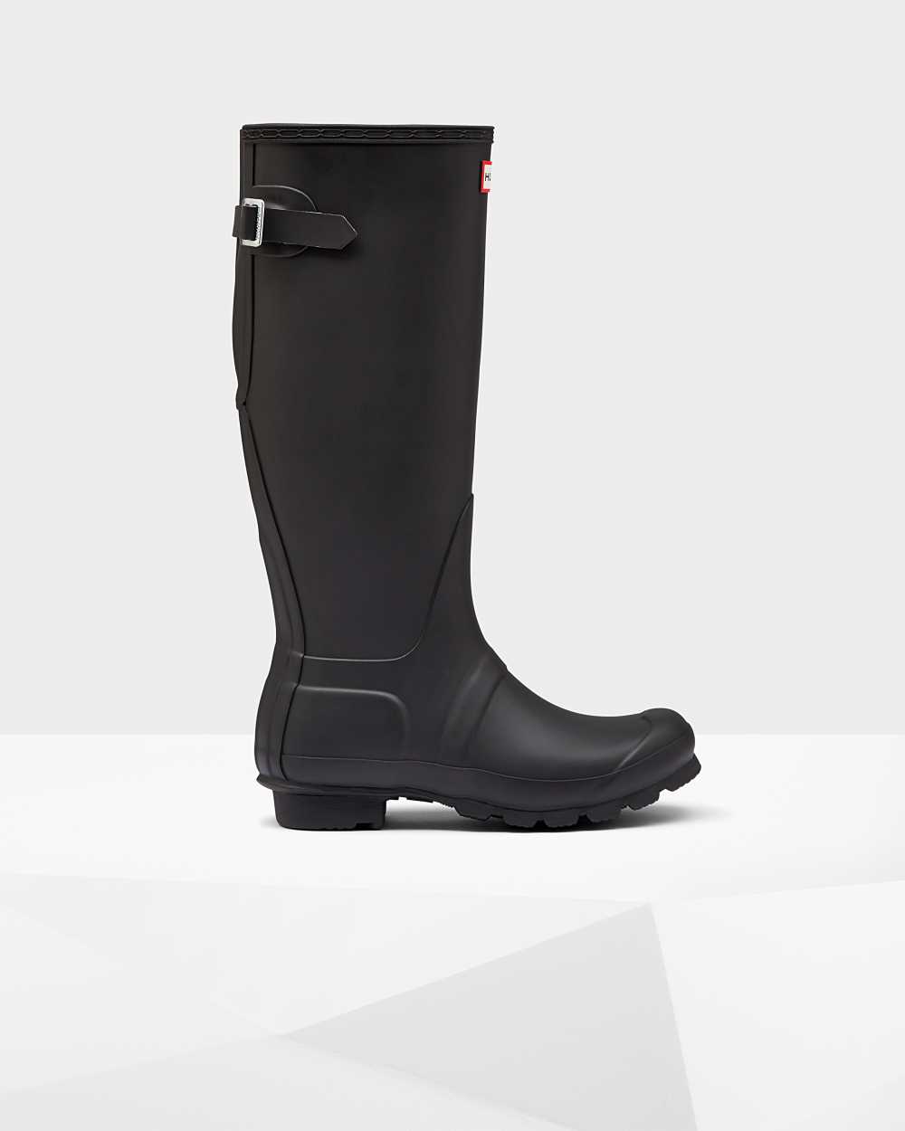 Womens Hunter Original Tall Back Adjustable Rain Boots Black | UQDSEY-895